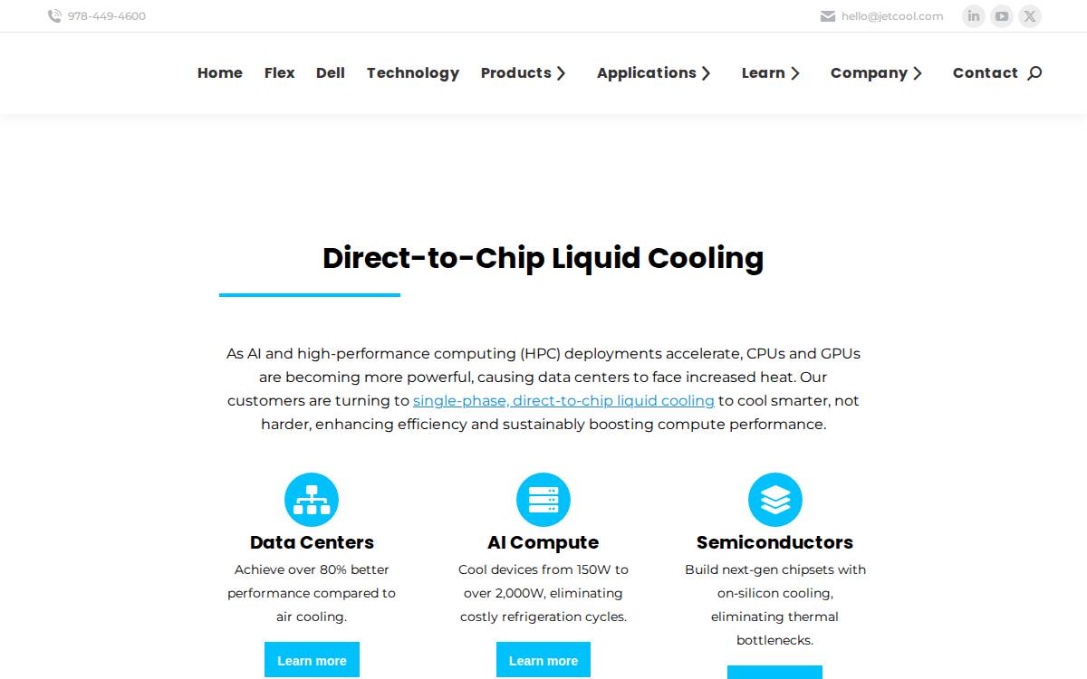 JetCool website preview