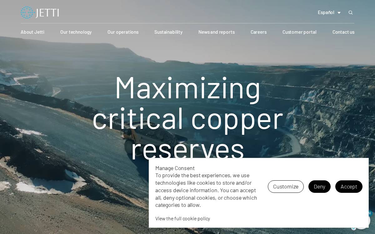 Jetti Resources website preview