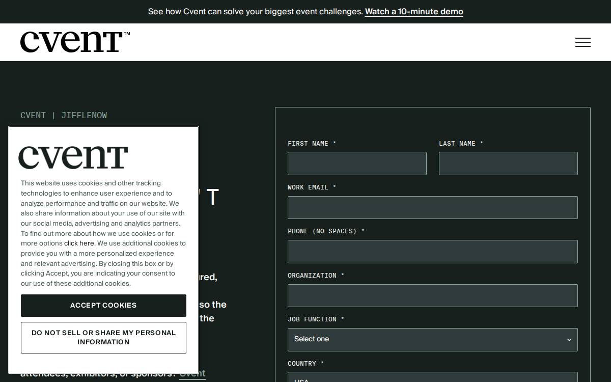 Jifflenow website preview