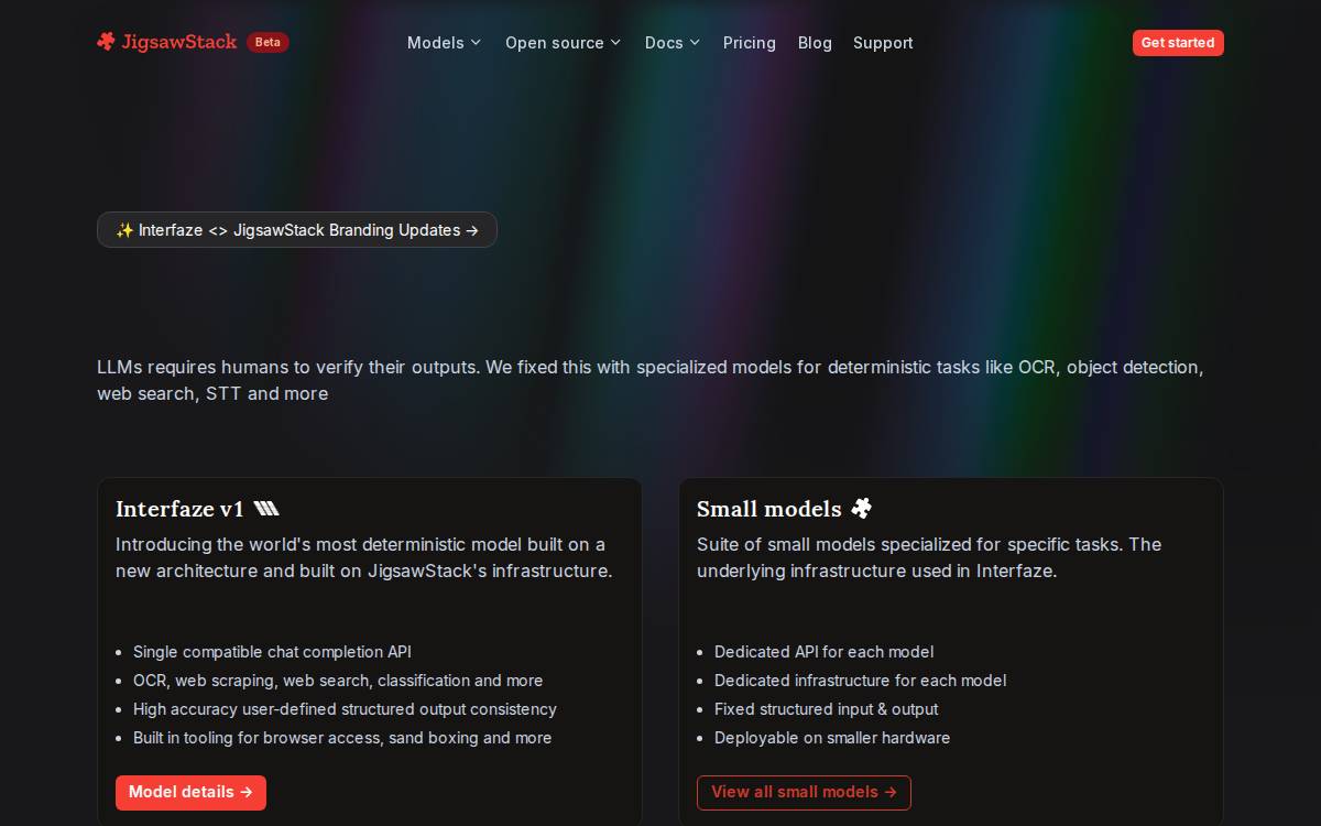 Jigsawstack website preview