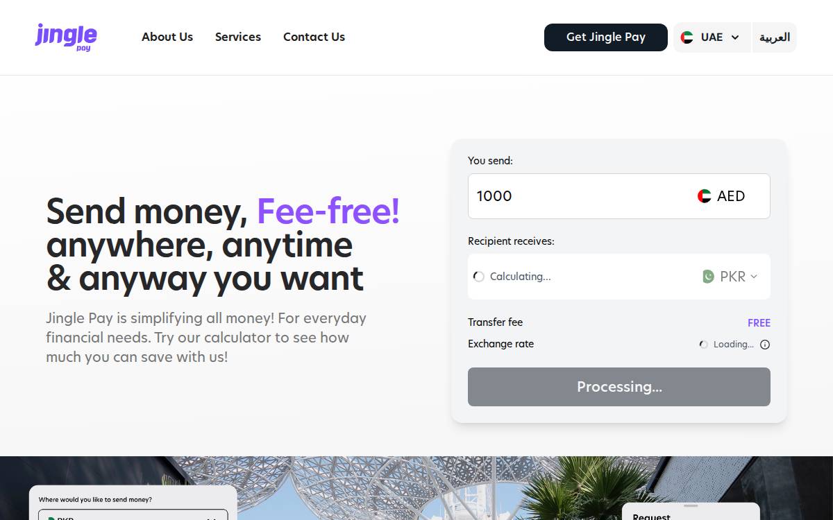 Jingle Pay website preview