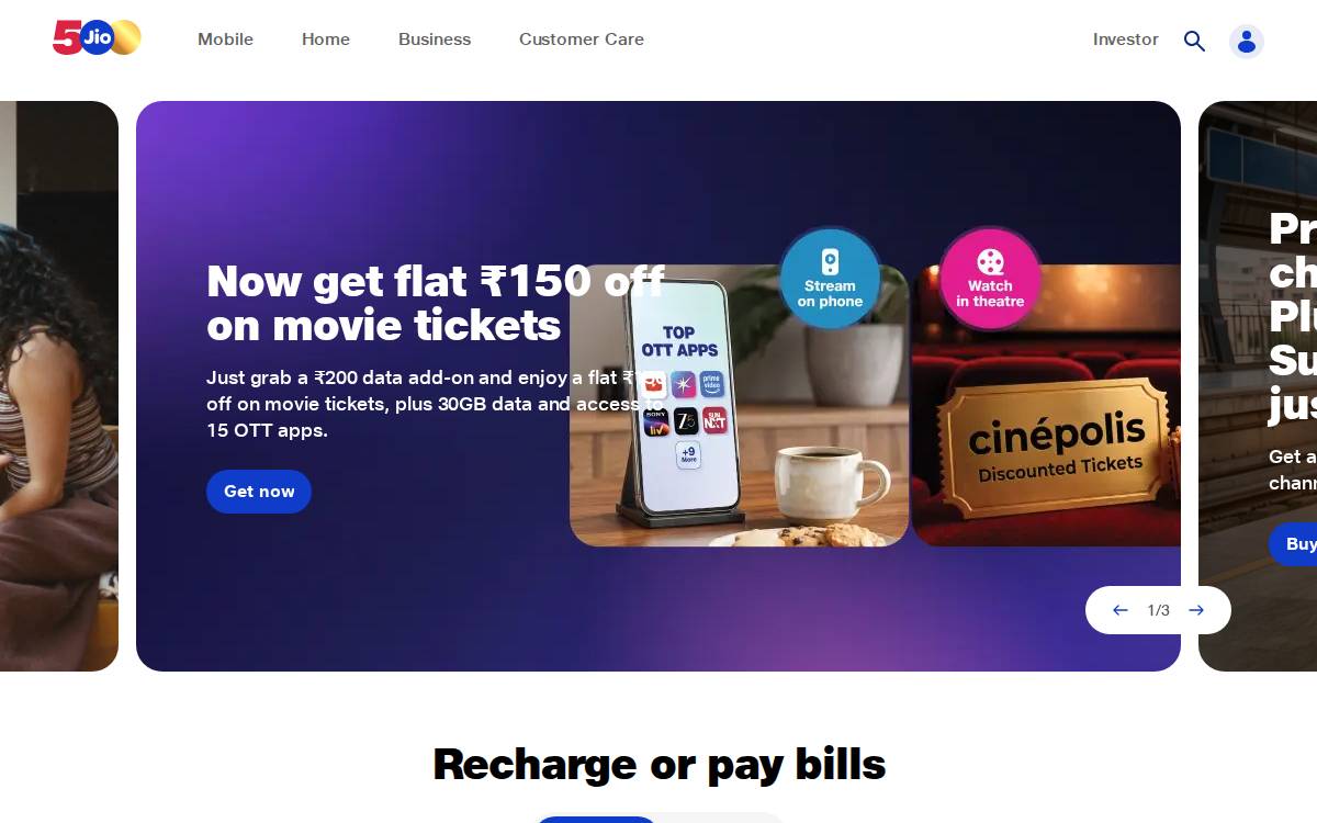 Jio website preview
