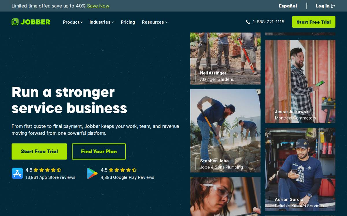 Jobber website preview