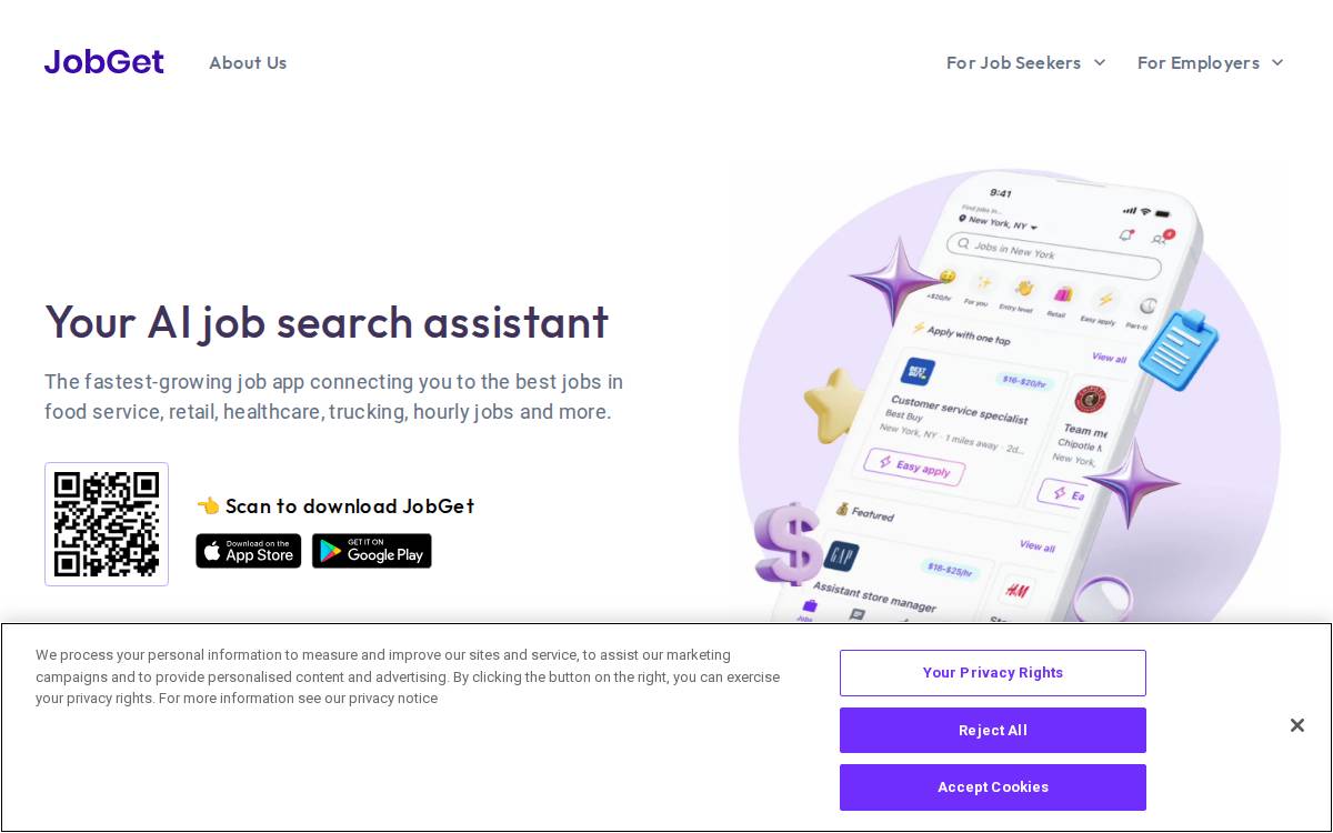 Jobget website preview