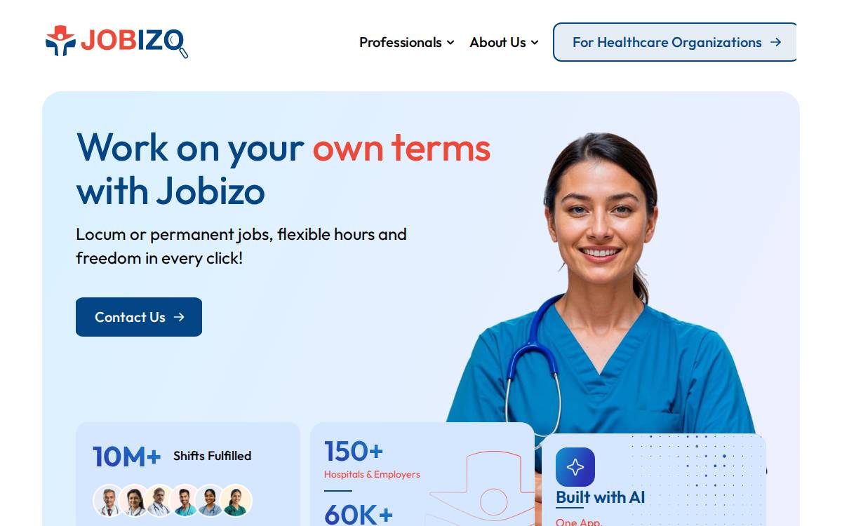 Jobizo website preview
