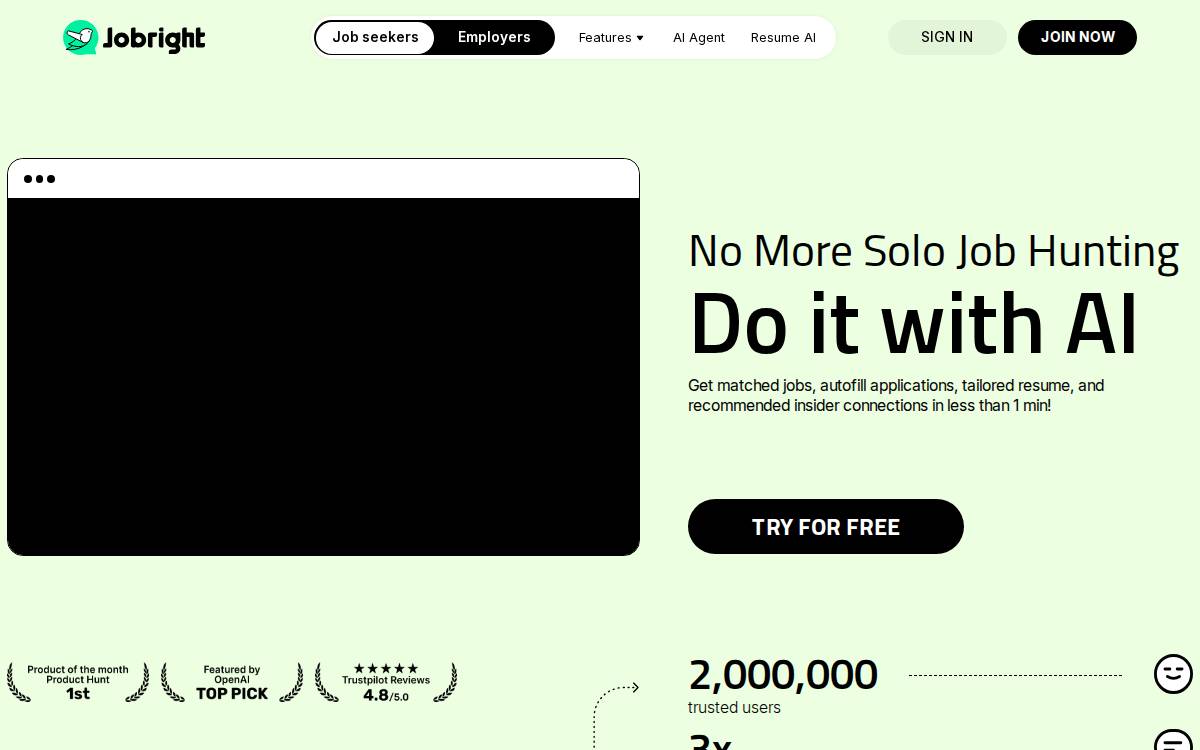 Jobright AI website preview