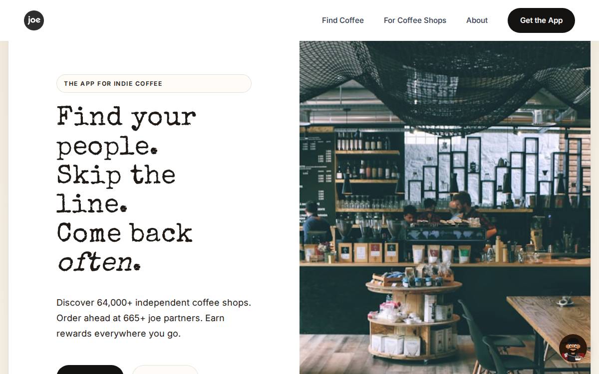 Joe website preview