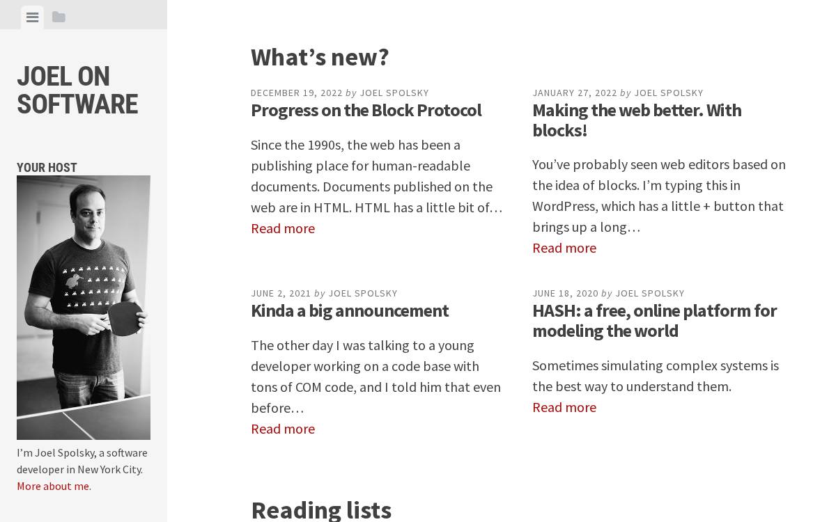 Joel on Software website preview