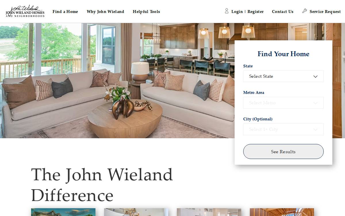 John Wieland Homes website preview