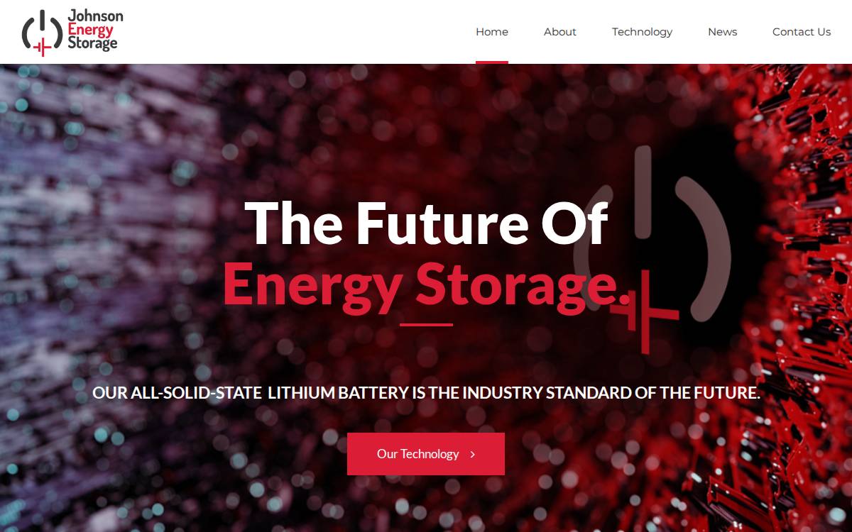 Johnson Energy Storage website preview