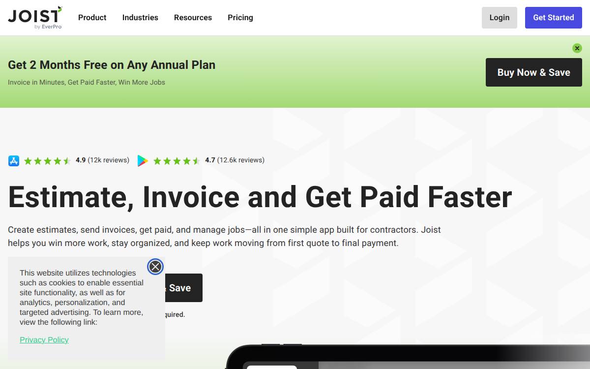 Joist website preview