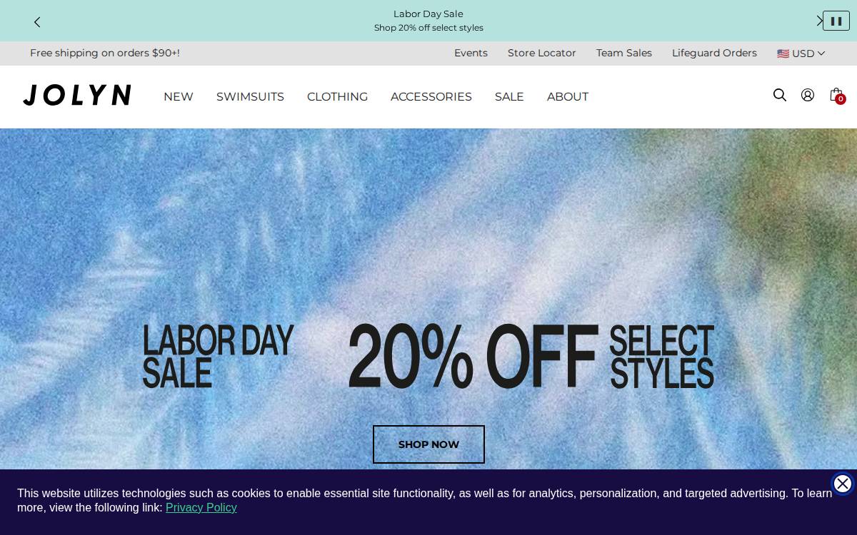 Jolynclothing website preview