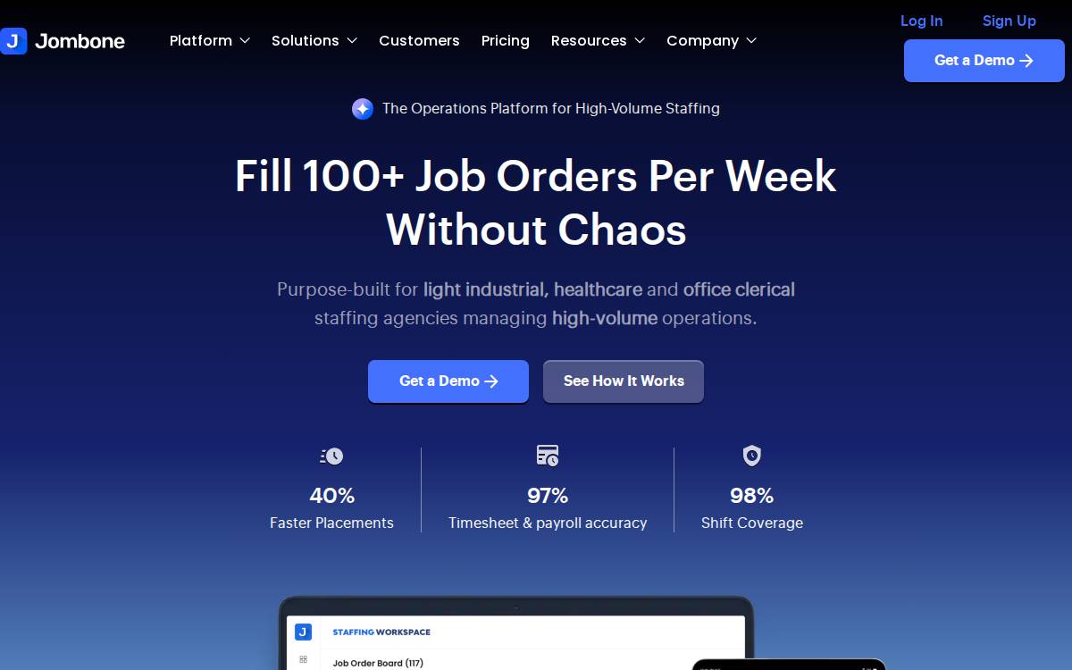 Jombone website preview