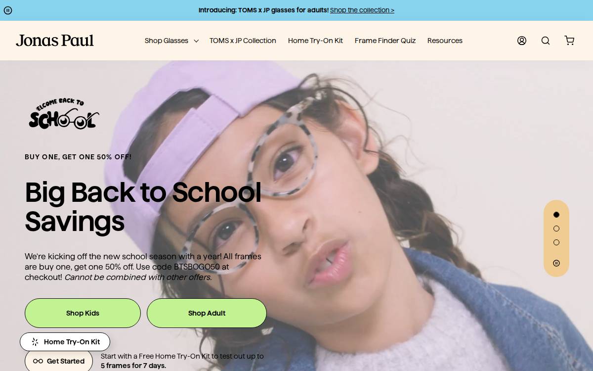 Jonas Paul Eyewear website preview