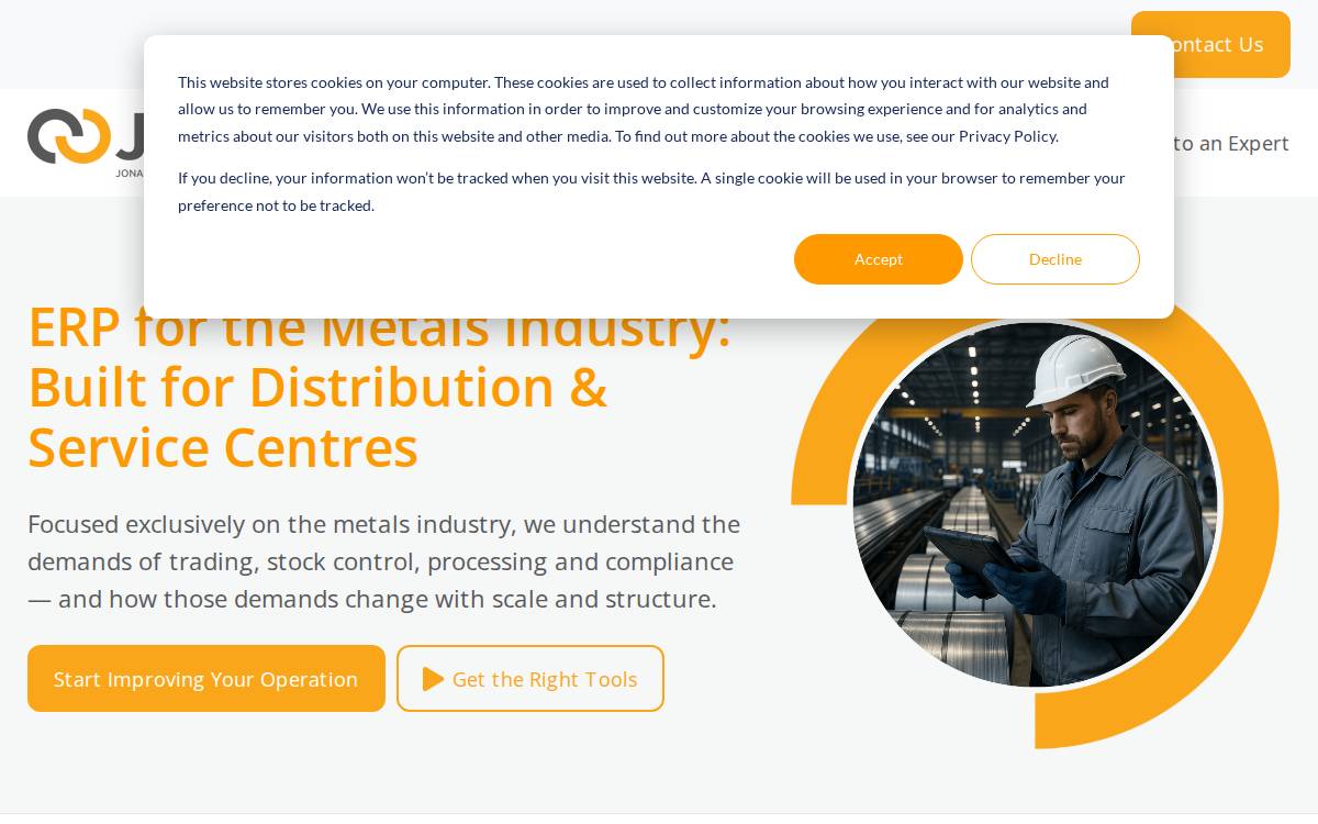 Jonasmetals website preview