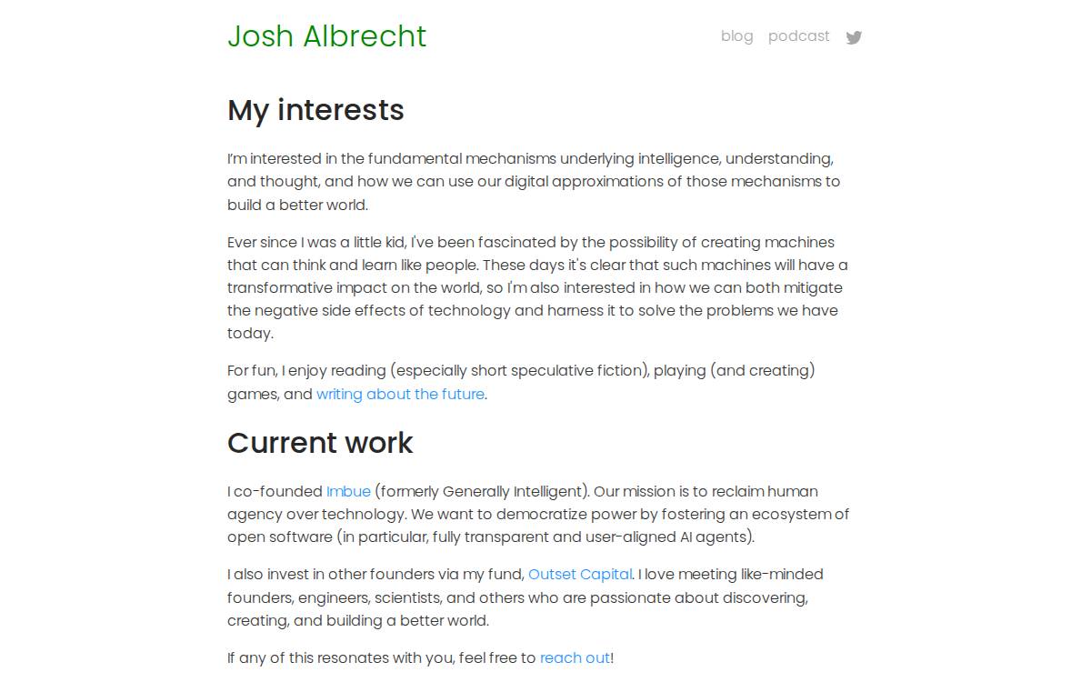 Joshalbrecht website preview
