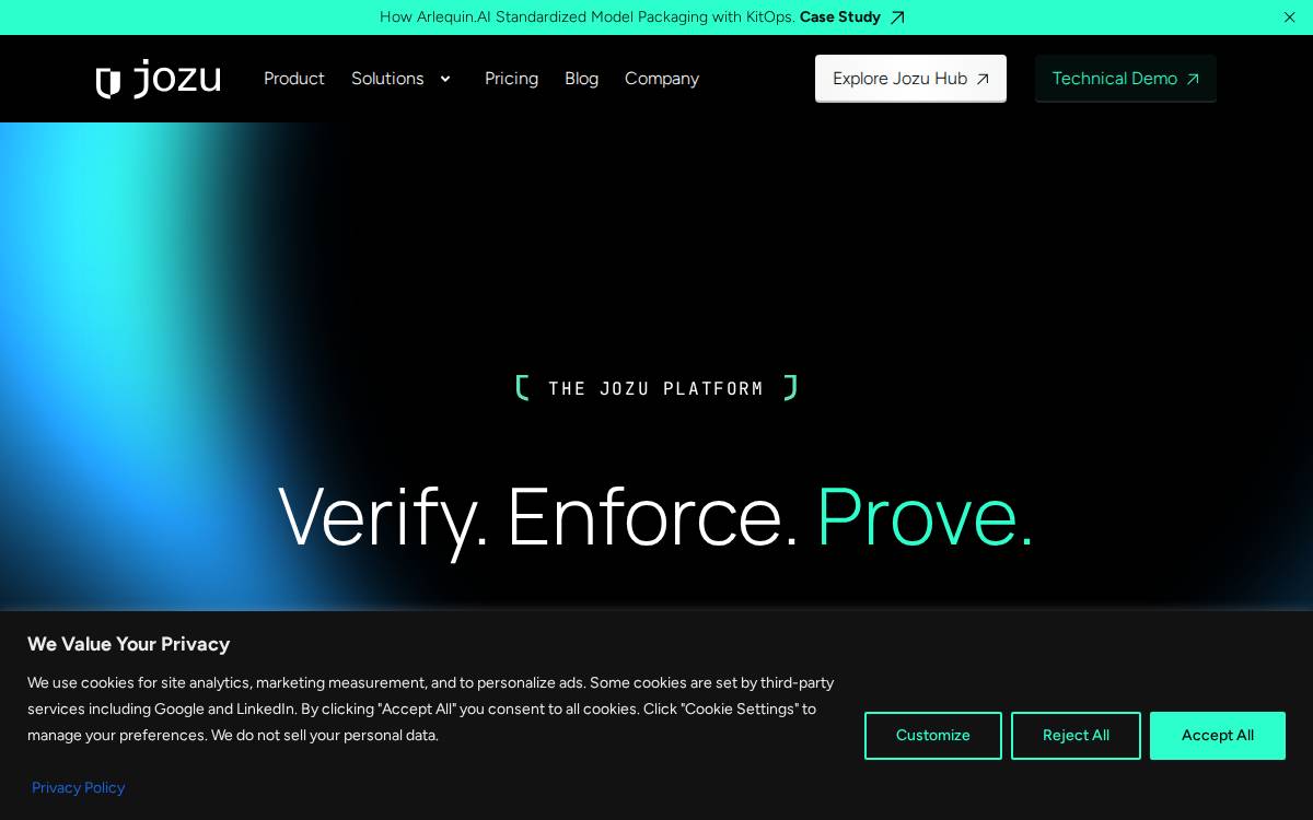 Jozu website preview