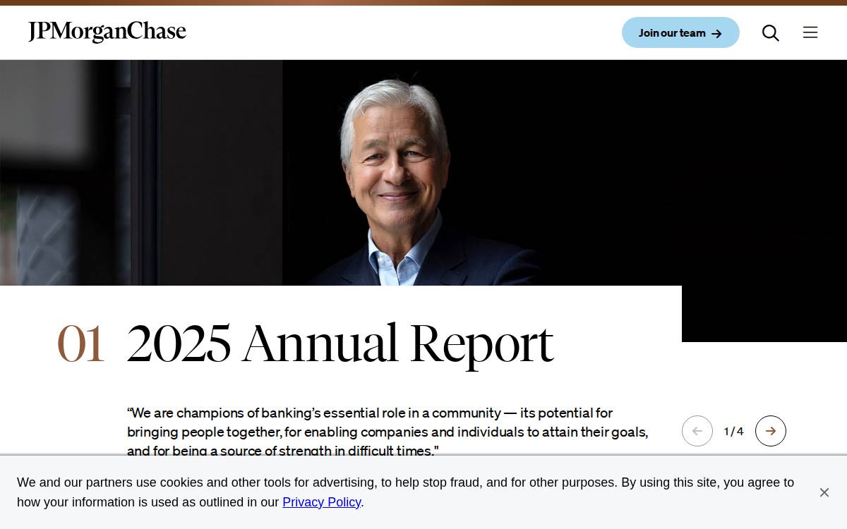 JP Morgan Chase website preview