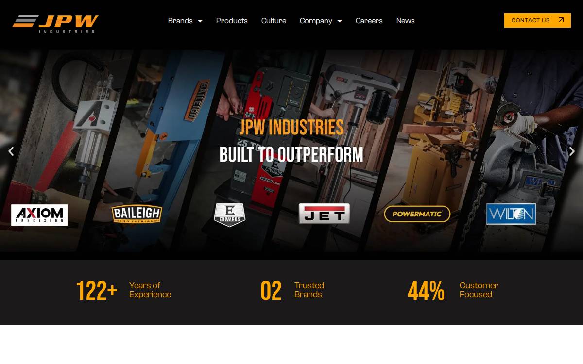 JPW Industries website preview