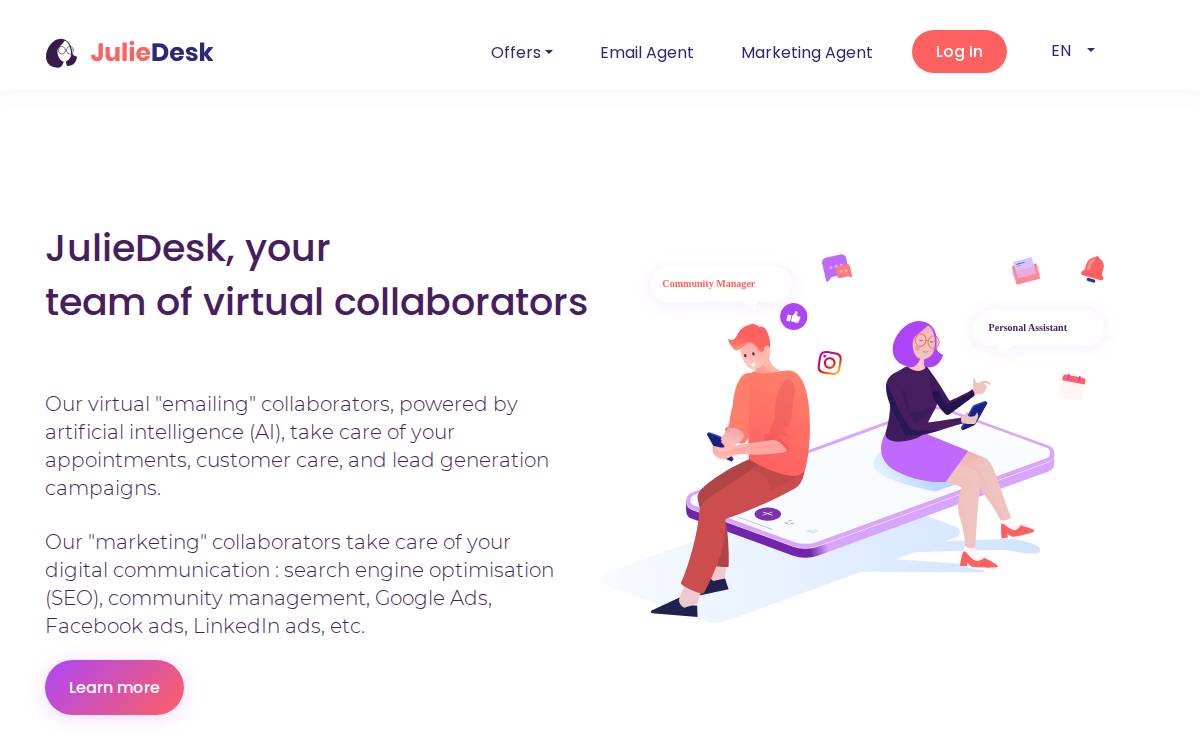 Julie Desk website preview