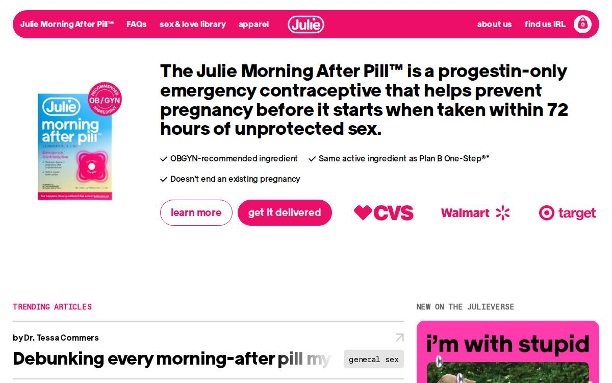 Julie website preview