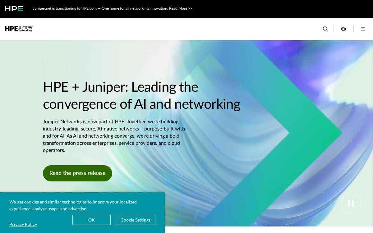 Juniper Networks website preview