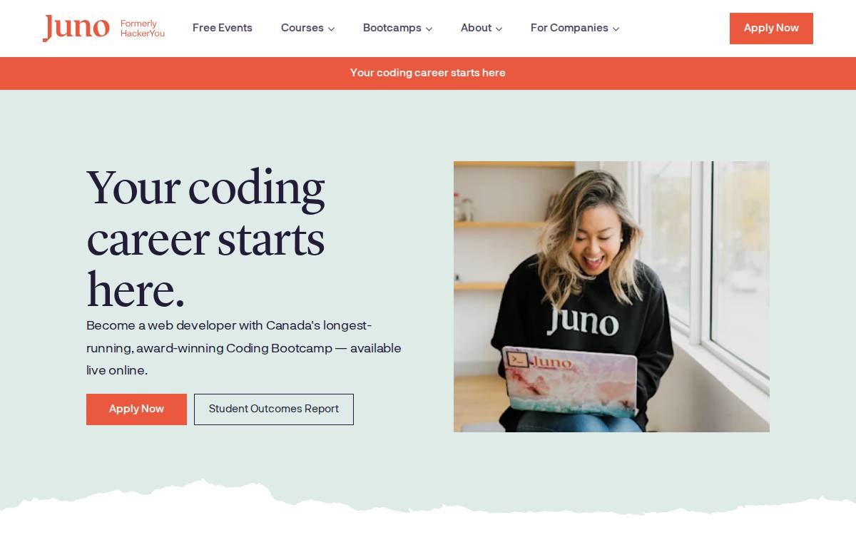 Juno College of Technology website preview