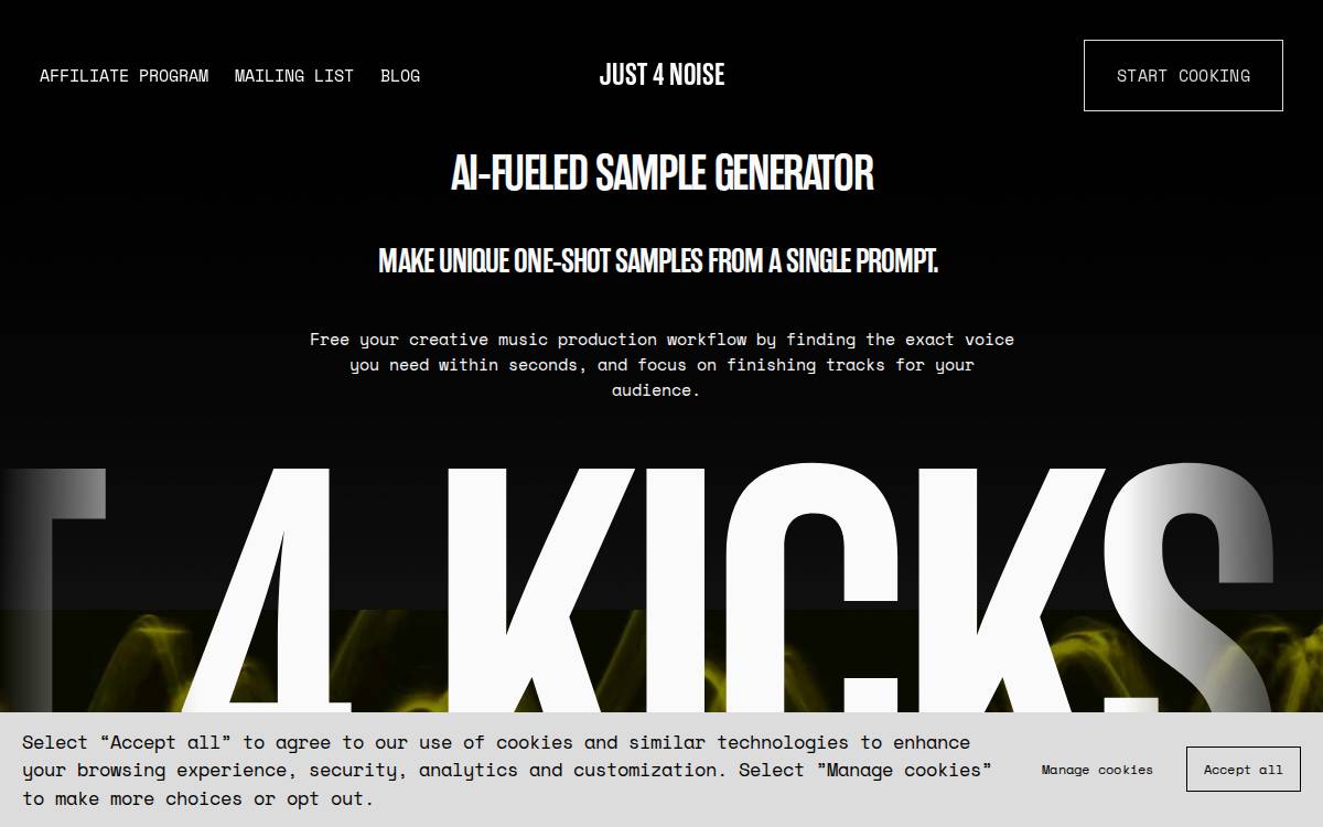 Just 4 Noise website preview