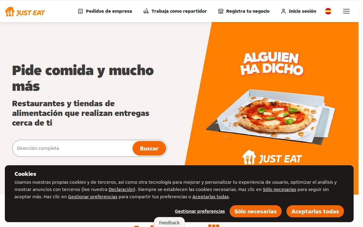 Just Eat website preview