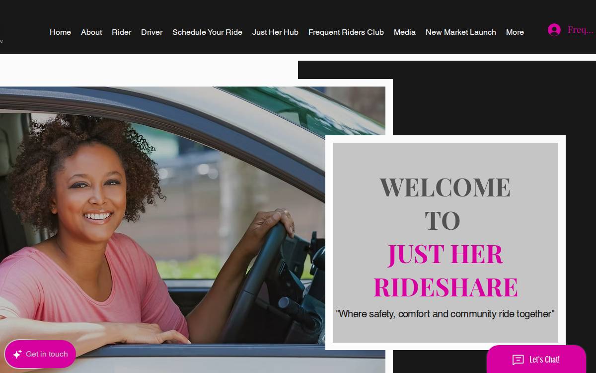 Just Her Rideshare website preview