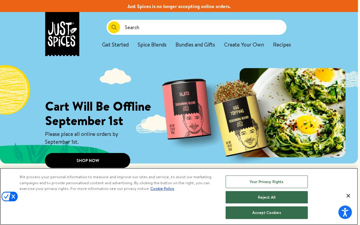 Just Spices website preview