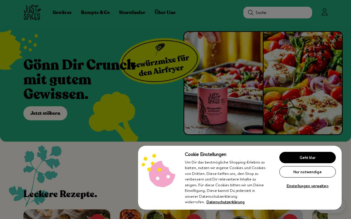 Just Spices website preview