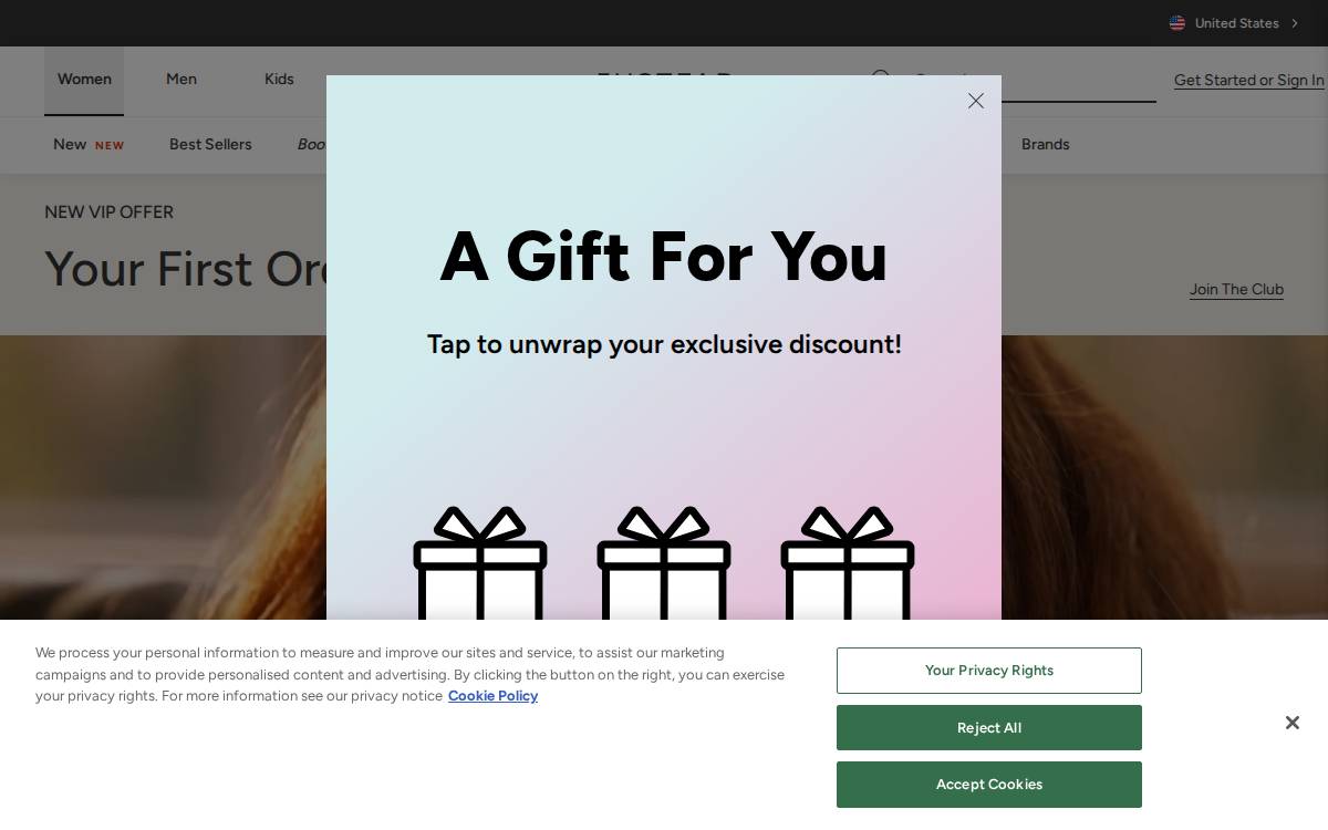 Justfab website preview