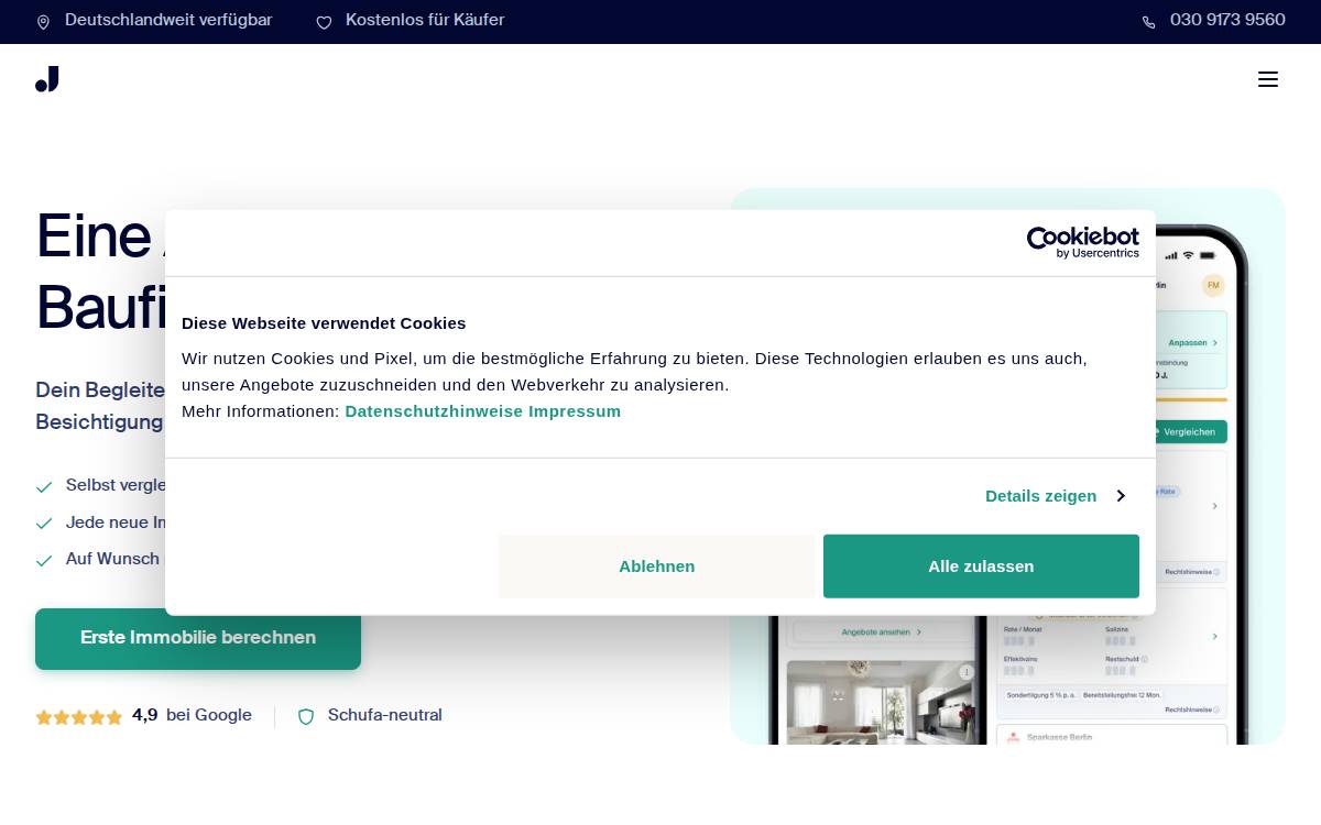 Justhome website preview