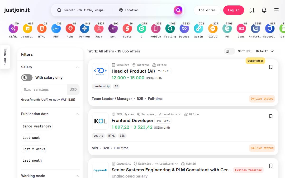Justjoin website preview
