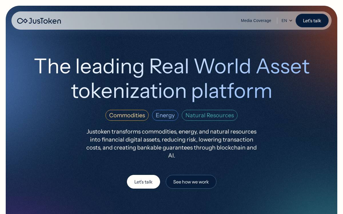 Justoken website preview