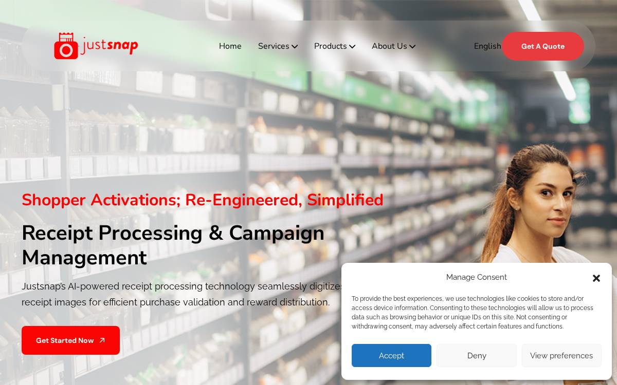 Justsnap website preview