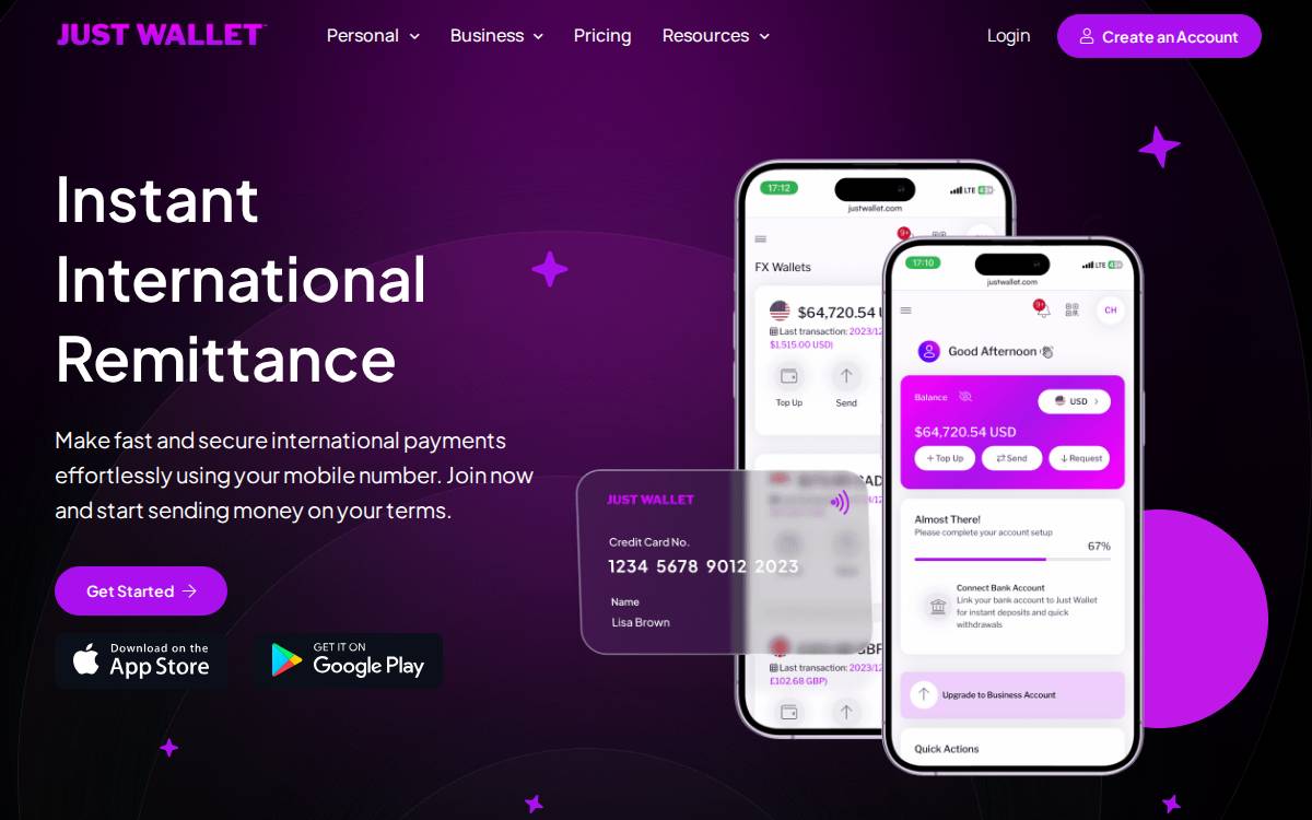 Justwallet website preview