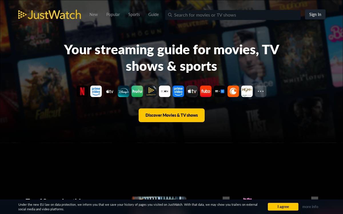 JustWatch website preview