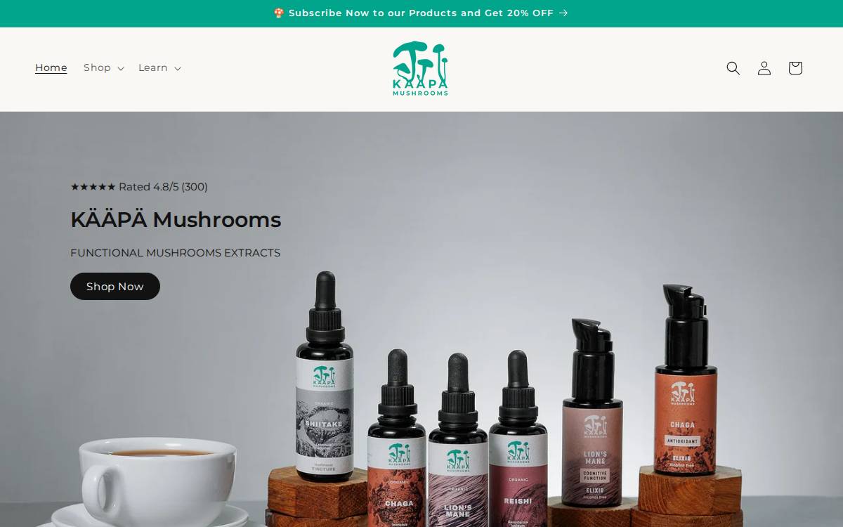 Kaapamushrooms website preview