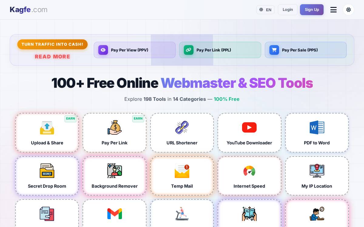 Kagfe Tools website preview