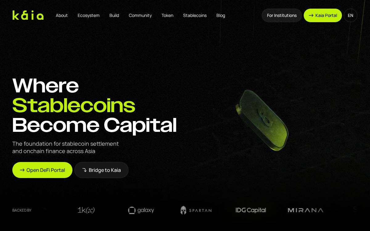 Kaia Decentralized infra Digital Asset website preview