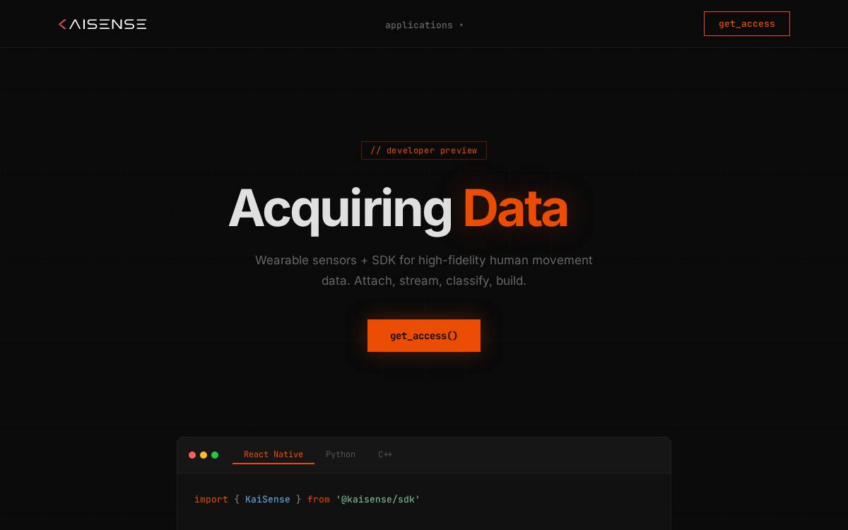KaiSense website preview