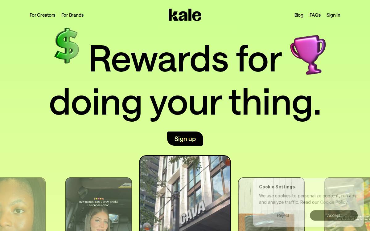 Kale website preview