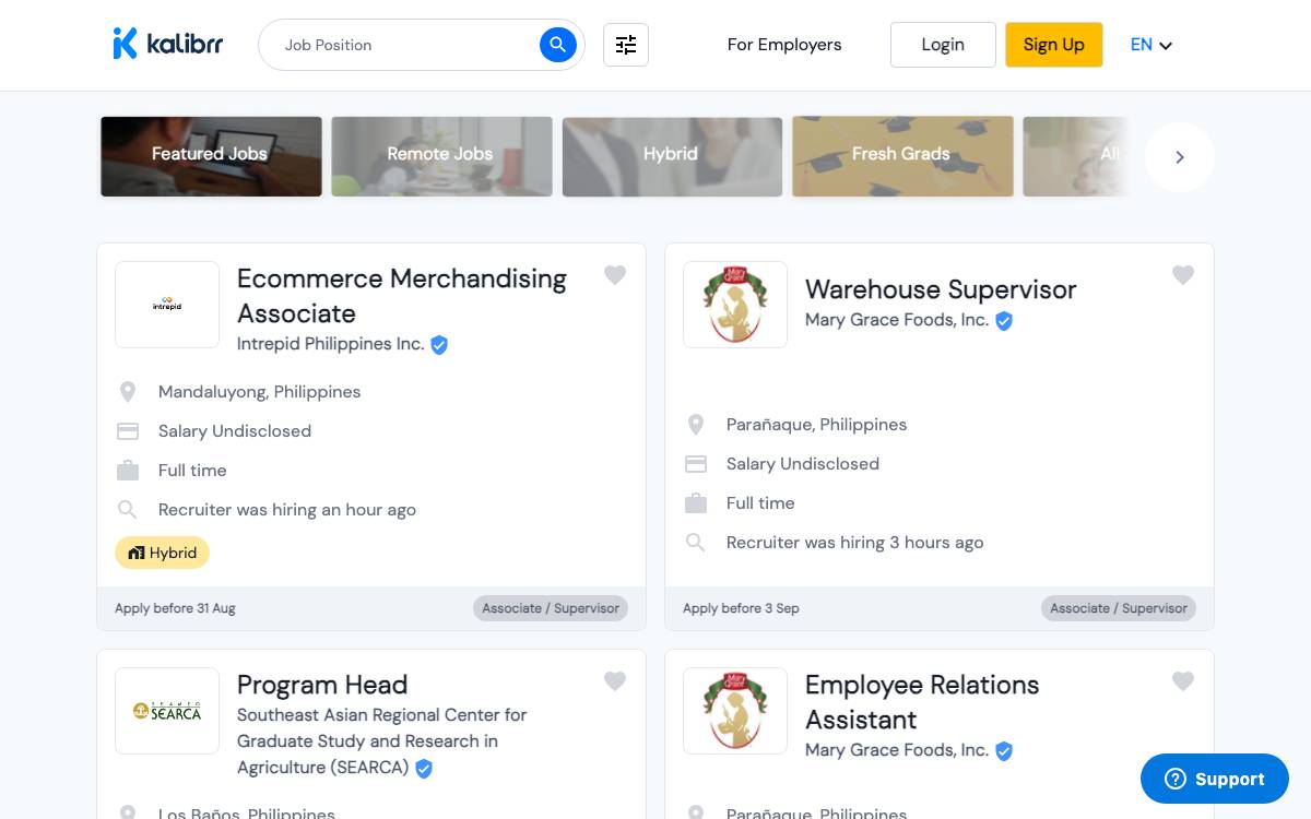Kalibrr website preview
