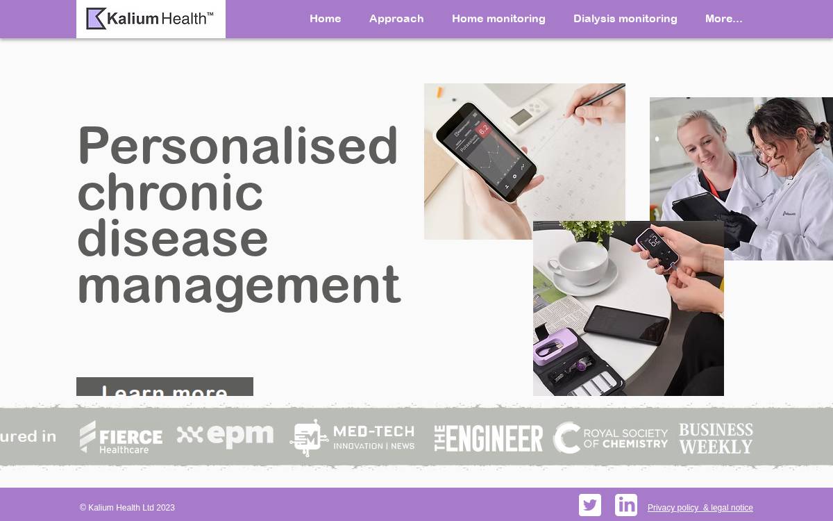 Kalium Health - company website preview