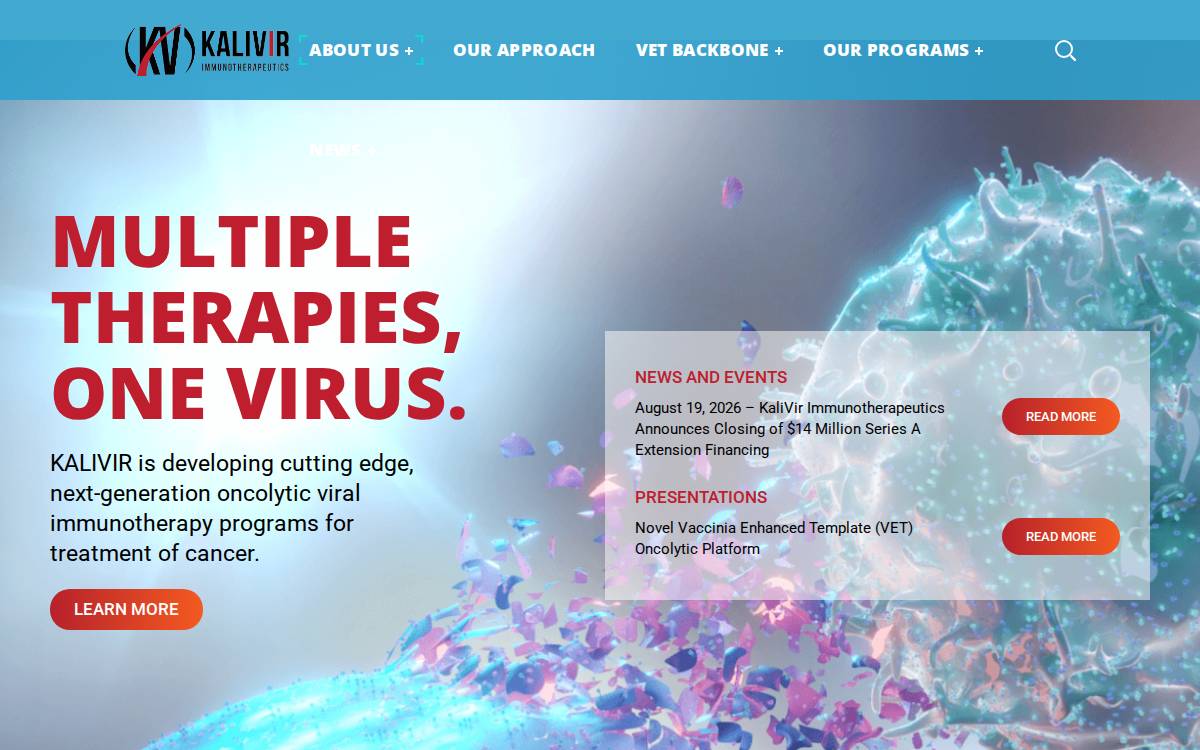 KaliVir Immunotherapeutics website preview