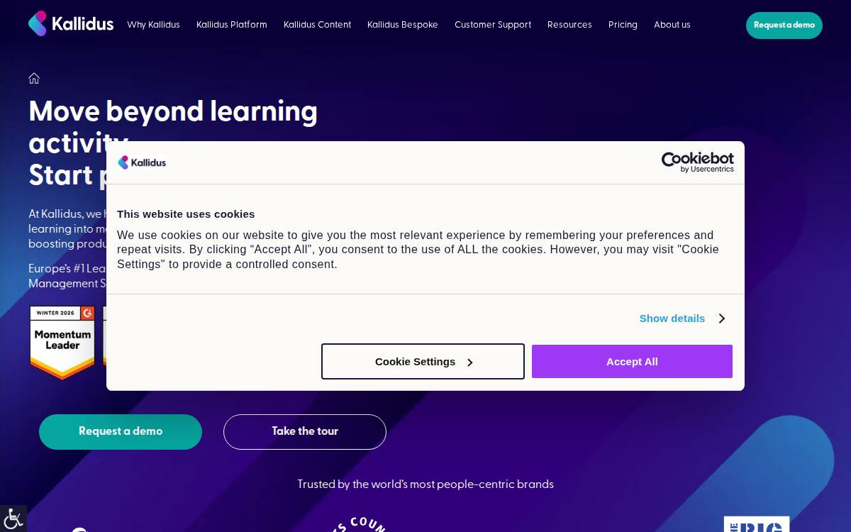 Kallidus website preview