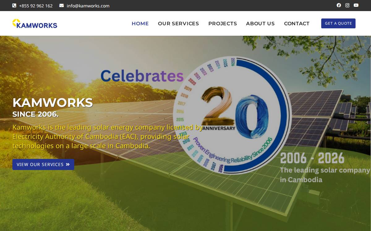 Kamworks website preview