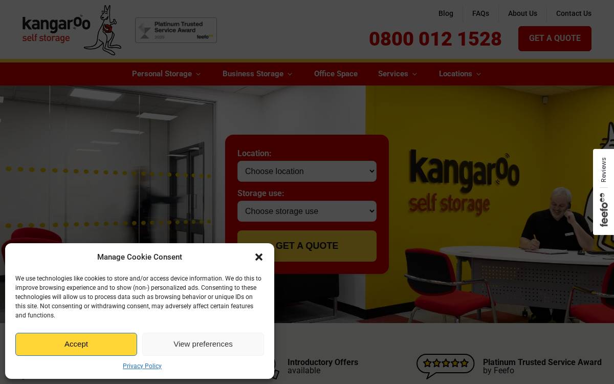 Kangaroo Self Storage website preview